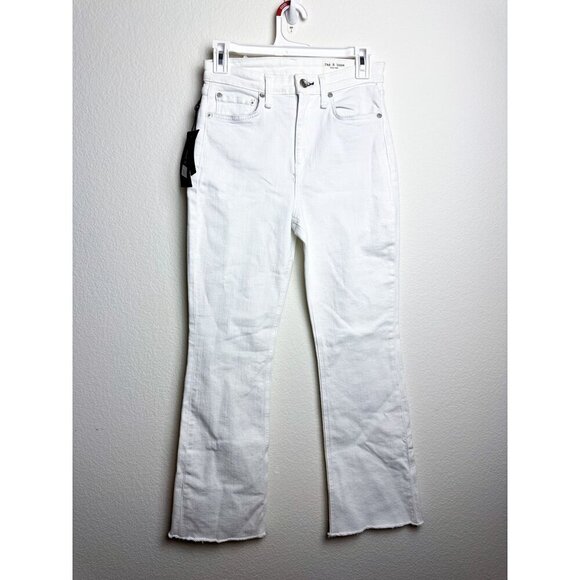 NWT Rag & Bone Nina High-Rise Ankle Flare Womens White Jeans Size 26 Raw Hem - Picture 3 of 15
